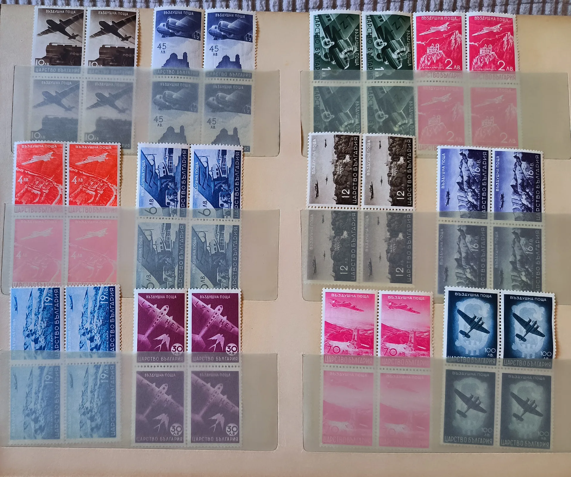 България 1940 Въздушна поща Изгледи пълна серия карета MNH