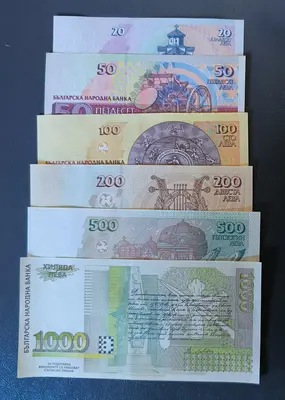 Лот 6 броя банкноти 1991 - 1997 година България UNC