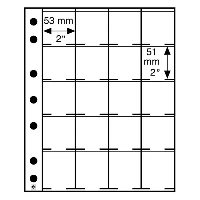 Листи за монети GRANDE - за 20 монети в картончета с размер - 50x50 mm
